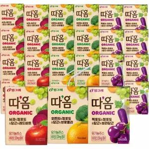 빙그레 따옴 오가닉 주스 혼합3종 120ml 24팩 사과 오렌지 적포도 유기농주스