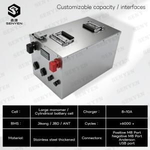SENYEN-Lifepo4 24V 100Ah~600Ah 충전식 배터리 (2000W 태양광 시스템 UPS 트롤링 모터 RV 보트용)