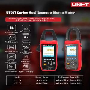 UNIT UT217A/B 1000A AC/DC 클램프 미터+ 오실로스코프 블루투스 레코더 기능 단일 채널 NCV 트루 RMS 디지