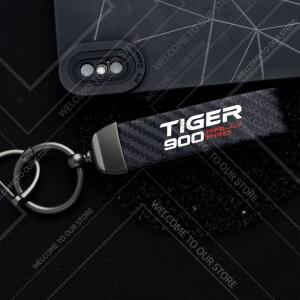 타이거 900 GT 랠리 프로 익스플로러 위젯 장식품을위한 1PCS 오토바이 키 체인 금속 탄소 섬유 가죽