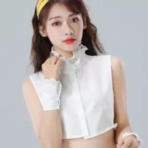 하이넥 케이프 플리츠 여성 레이스 페이크카라 FWEAFAB6
