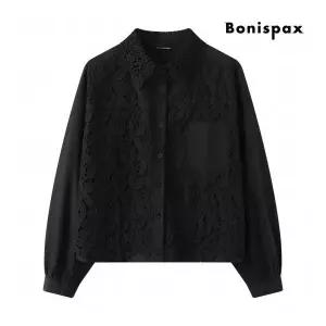 보니스팍스 정상가:89,000원 ㅣ 플라워 펀칭 카라 스트링 블라우스 XQ1BA001L0 1305602