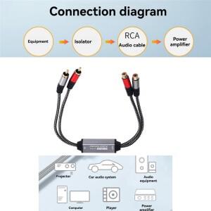 오디오 노이즈 필터 2-웨이 RCA 아이솔레이터 전류 제거기 신호 감소기