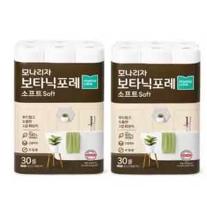 모나리자 롤화장지 천연펄프 보타닉포레 소프트 30M 30롤 2팩 총60롤