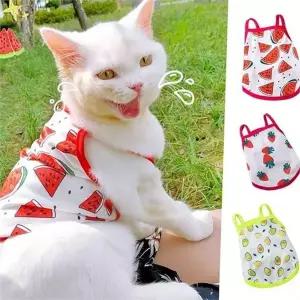 고양이 여름 옷 슬리브리스 민소매 나시 강아지 여름 옷 티셔츠