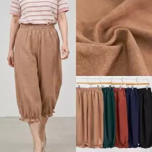 엄마옷 마미소 밑단 프릴 8부 바지 여름 호박 밴딩 통 린넨풍 할머니 빅사이즈 40 70