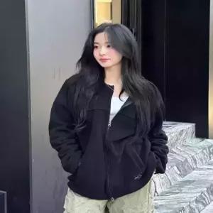 지프 jeep 2way Peak-logo 라운드넥 플리스 BLACK (JQ5TZU192BK)