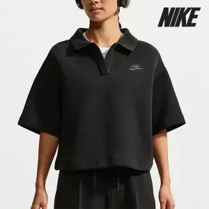 [나이키] 여성용 반팔티 /u6- II1263-010 / 우먼스 스포츠웨어 테크 플리스 오버사이즈 반팔 폴로