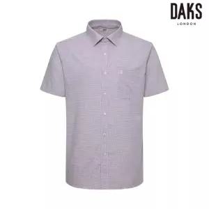 닥스 DAKS 남성 면혼방 마이크로체크패턴 드레스 레귤러핏 반팔 셔츠 DMS3SHDS122V1