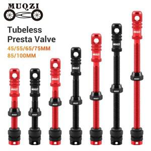 MUQZI 1쌍 프레스타 밸브 알루미늄 합금 튜블리스 키트 45/55/65/75/85/100mm MTB 로드 그래블 바이크 타이