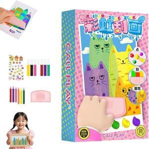 스퀴지 아트 키즈 페인트 DIY 그림 레인보우 컬러 스크래치 공예 수제 낙서 종이
