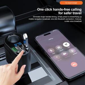 차량용 시거잭 전원 어댑터 FM 트랜스미터 블루투스 키트 듀얼 USB PD 충전기 LED 액정