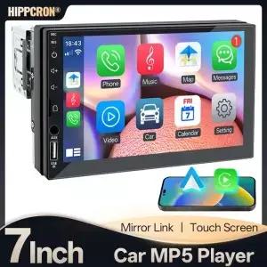 Hippcron 자동차 라디오 1 Din Carplay 안드로이드 자동 멀티미디어 플레이어 HD 7 터치 스크린 FM AUX