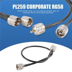 새로운! CB 무전기 안테나 케이블 2개 팩 50cm PL259 UHF 남-남 RG58 동축 패치 리드 아마추어 무선 해양용