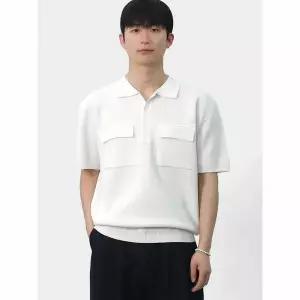 [하프클럽/빌리버스]빌리버스 남자 투포켓 카라 반팔 니트 BOCET013