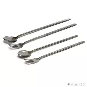 완자몰 롱 미니 스푼 포크 1p 스텐 티포크 티스푼
