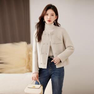 여성 가을 슬림핏 더블 모직 하프코트