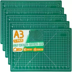 5팩 A3 셀프 힐링 커팅 매트 12인치 x 18인치 양면 PVC 공예 패드와 격자 및 기하학적 템플릿으로 바느질