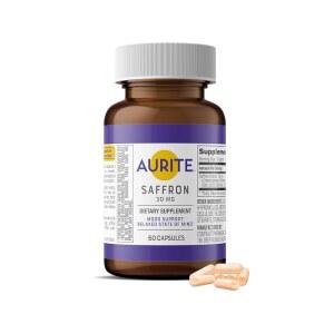 AURITE SAFFRON 보충제 스트레스 관리 허브 기분 지원 장기 기억 여성 남성용 60 카운트 30MG 채식 친화적 GMO 글루텐 프리 대두 프리 공급 2개월