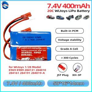 WLtoys  2S LiPo 배터리 7.4V 400mAh 20C K969 284131 RC 자동차 모델용
