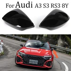 아우디 A3 S3 8Y -2024 용 2pcs 자동차 백미러 커버 캡 쉘 하우징 도어 사이드 윙 액세서리