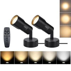 유니렌스 줌블 LED 스팟 라이트 실내 2700K-650K 조절 가능한 8W 액센트 업라이트 플로어 데스크톱 스포트라이트 월 실링 장착 식물용 그림 아트워크 5.9피트 코드 스위치 포함 (2팩)