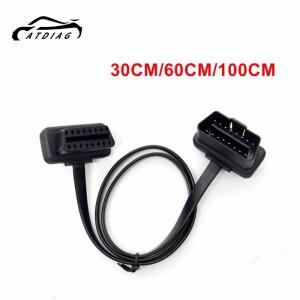 30/60/100CM 평면+얇은 면사형 16핀 소켓 OBD 남성-여성 자동차 스캐너 연장 케이블 커넥터