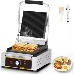 팝푸드엑스 상업용 파니니 프레스 - 1800W 전기 샌드위치 그릴 논스틱 코팅 및 조절 가능한 온도 포함 쿠킹