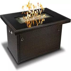 아웃랜드 리빙 시리즈 403 파이어 테이블 44인치 50 000 BTU 야외 프로판 불 구덩이 강화 유리 상판 및