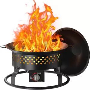 R.W.FLAME 19인치 무연 휴대용 프로판 파이어 피트 - 용암 바위가 있는 500 000 BTU 야외 볼 및 캠핑용 RV