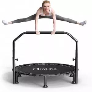 FitinOne 40 /48 접이식 미니 트램펄린 로드 330파운드 내구성이 뛰어난 번지 밴드가 있는 휴대용 운동