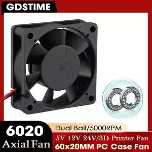 GDSTIME 60mm 팬 24V 12V 5V CPU 쿨러 PC 컴퓨터 케이스 팬 60MMx20MM 축류 6020 냉각 3D 프린터 부품 냉각