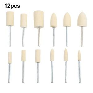 12pcs 양모 연마 휠 그라인딩 헤드 세트 2.35mm 섕크 버핑 보석/금속 로터리 도구용