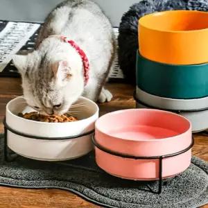 중형견밥그릇 도자기 강아지세라믹식기 소형견밥그릇 흰색 2구 블랙 반려견 트레이 대형