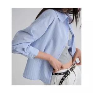 에잇세컨즈 스트라이프 칼라넥 셔츠 블라우스 스카이 블루 356764SM8Q