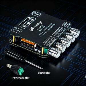 MT21 블루투스 2.1 채널 오디오 파워 앰프 100Wx2+100W 디지털 모듈 서브우퍼 AUX 무선 12/24V 스테레오 하