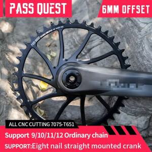 PASS QUEST 6mm 오프셋 8볼트 체인링 다이렉트 마운트 내로우 와이드 체인휠 38T 40T 42T 44T 46T SRAM FOR