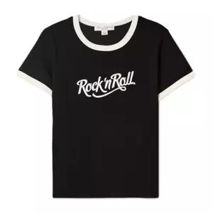 [백화점 홈쇼핑 정품] 후아유 여성 Rock Lettering Ringer T-shirt WHRAG3721F