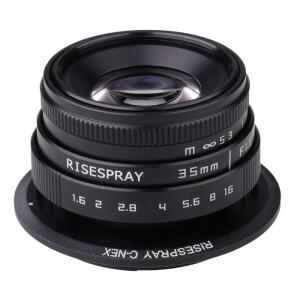 RISESPRAY 35mm F1.6 캐논 EOSM 니콘 N1 후지 C-FX 소니 NEX 올림푸스 마이크로 4/3 C-M4/3용 수동 초점 MF
