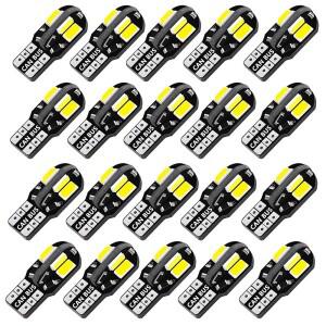 20PCS W5W T10 LED 전구 Canbus 5730 8SMD 12V 6000K 194 168 자동차 인테리어지도 돔 조명 주차 신호 램프