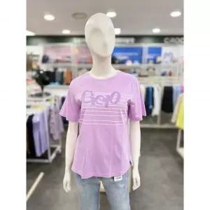 일부수량 [크로커다일레이디] 스트라이프 로고 프린트 티셔츠 바이올렛 CLEM-TS201 2744484