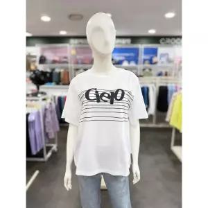 일부수량 [크로커다일레이디] 스트라이프 로고 프린트 티셔츠 화이트 CLEM-TS201 2744480