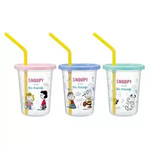 스케이터 피너츠 스누피 프렌즈 빨대물컵 3p세트 230ml 파티컵