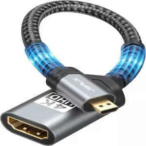 JSAUX 마이크로 HDMI-HDMI 어댑터 4K@60Hz HDR 3D 돌비 18Gbps 라즈베리 파이 4/고 프로