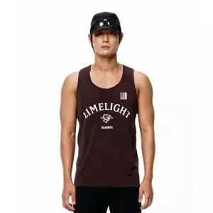 매장정품 LIMELIGHT APPAREL 아치 로고 러닝 슬리브리스 펀칭 (브라운/화이트)