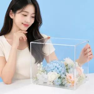 투명아크릴박스 물품보관함 아크릴상자 뽑기통 추첨통 오픈형 전시용 피규어진열 한쪽면개방형 케이스