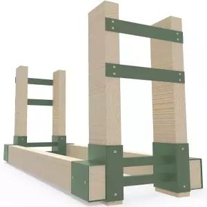 야외 장작 선반 브래킷 키트 4개의 지지 바가 있는 더미 보관용 2x4 목재용 헤비 듀티 DIY 벽난로 통나무