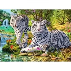 백호 패밀리 일러스트 보석십자수 동물 큐빅십자수 호랑이 40x60