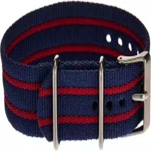 타임엑스 TW7C03300 주판 20mm 블루/레드 스트라이프 패브릭 슬립 스루 스트랩