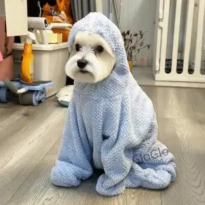 실용적인 흡수성 애완동물 목욕 옷 전신 커버 부드러운 강아지 건조 코트 빠른 두꺼운 타월 겨울용
